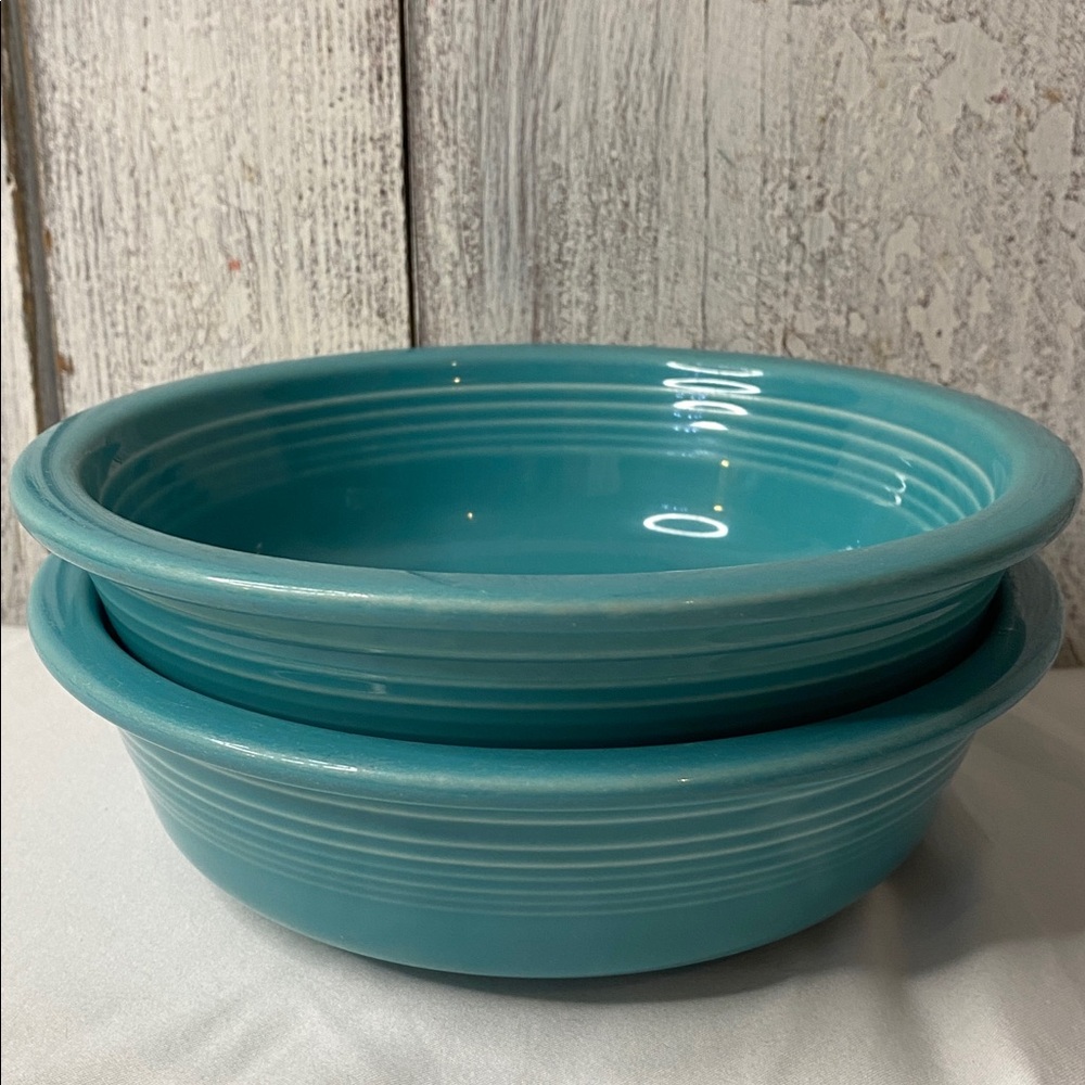 2 Fiestaware Vintage bowl Fiesta Original turquoise blue 6 3/4” - Picture 7 of 9